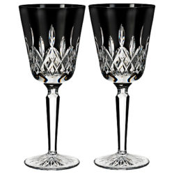 Waterford Black Tall Cut Crystal Glass Goblet, Set of 2
